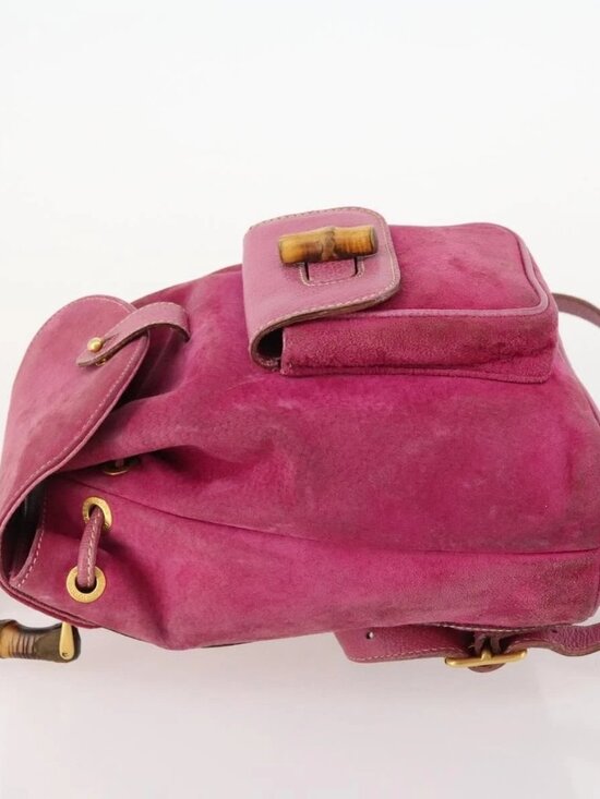 GUCCI Bamboo Backpack Suede Pink Gold 003 58 0030 Auth BA10647 main image 12